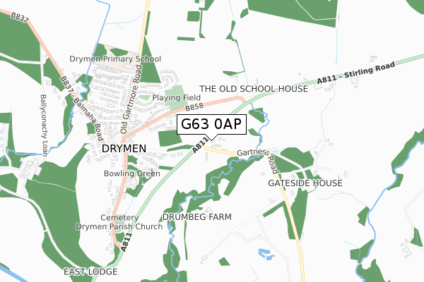 G63 0AP map - small scale - OS Open Zoomstack (Ordnance Survey)