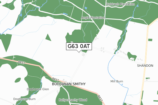 G63 0AT map - small scale - OS Open Zoomstack (Ordnance Survey)