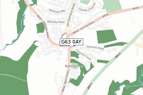 G63 0AY map - large scale - OS Open Zoomstack (Ordnance Survey)