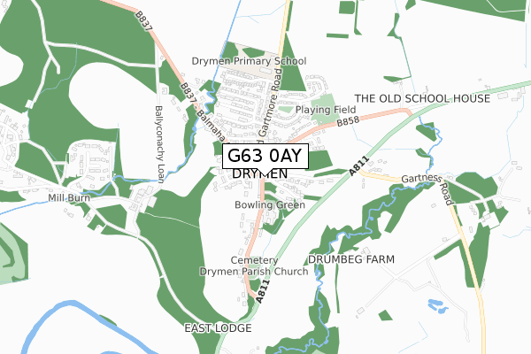 G63 0AY map - small scale - OS Open Zoomstack (Ordnance Survey)