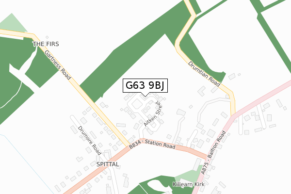 G63 9BJ map - large scale - OS Open Zoomstack (Ordnance Survey)