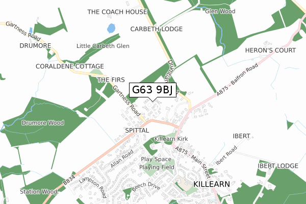 G63 9BJ map - small scale - OS Open Zoomstack (Ordnance Survey)