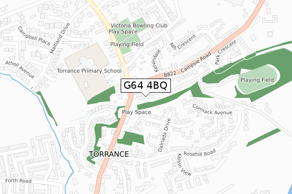 G64 4BQ map - large scale - OS Open Zoomstack (Ordnance Survey)