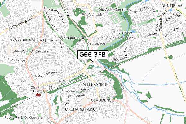 G66 3FB map - small scale - OS Open Zoomstack (Ordnance Survey)