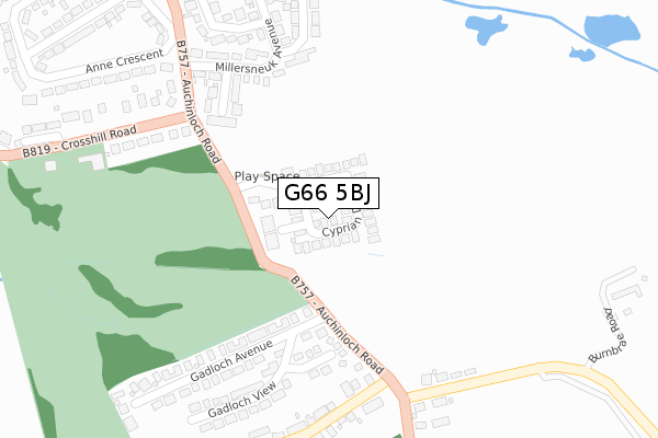 G66 5BJ map - large scale - OS Open Zoomstack (Ordnance Survey)