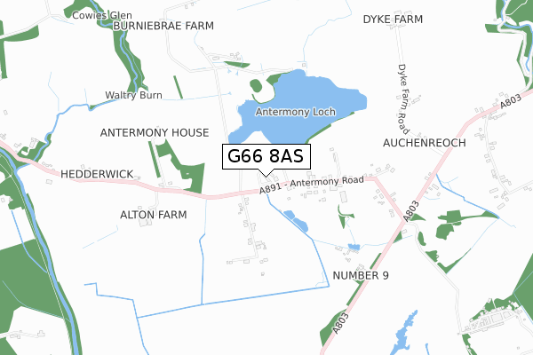 G66 8AS map - small scale - OS Open Zoomstack (Ordnance Survey)
