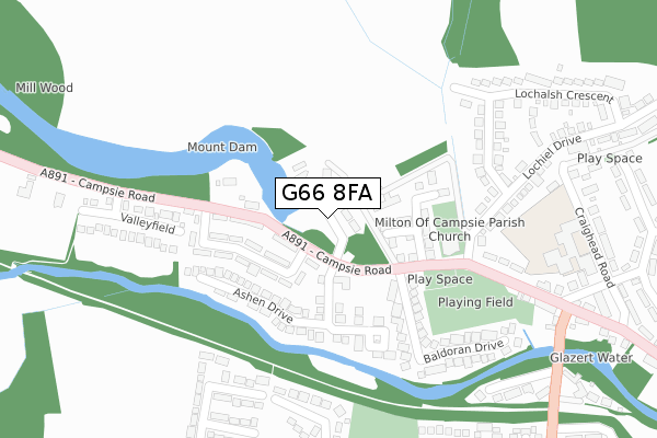 G66 8FA map - large scale - OS Open Zoomstack (Ordnance Survey)