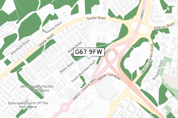 G67 9FW map - large scale - OS Open Zoomstack (Ordnance Survey)