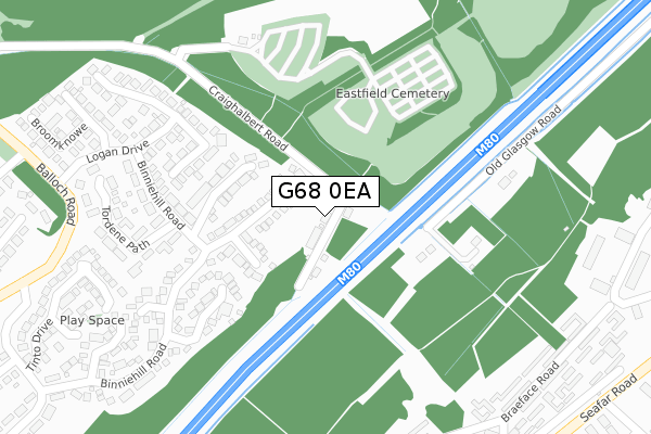 G68 0EA map - large scale - OS Open Zoomstack (Ordnance Survey)
