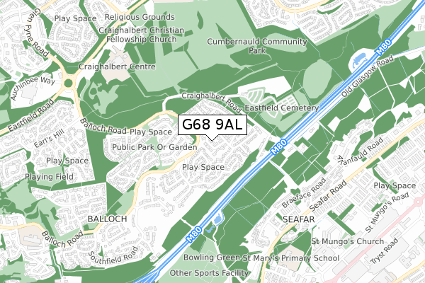G68 9AL map - small scale - OS Open Zoomstack (Ordnance Survey)