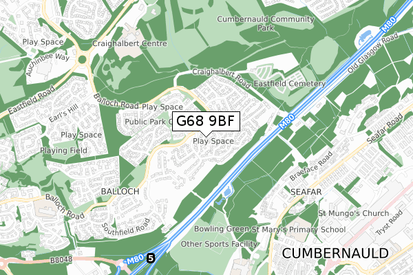 G68 9BF map - small scale - OS Open Zoomstack (Ordnance Survey)