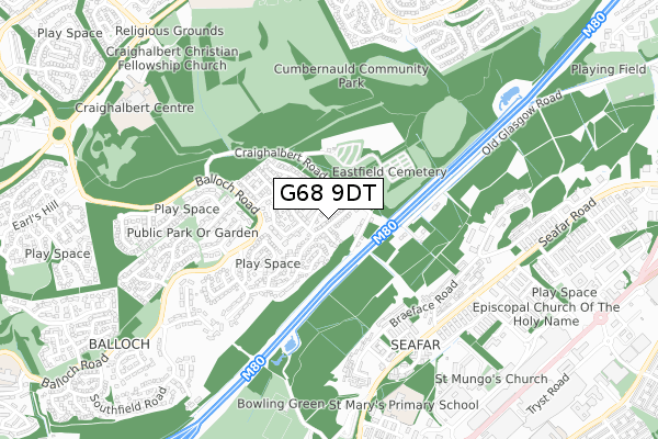 G68 9DT map - small scale - OS Open Zoomstack (Ordnance Survey)