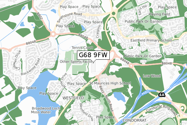 G68 9FW map - small scale - OS Open Zoomstack (Ordnance Survey)