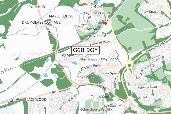 G68 9GY map - small scale - OS Open Zoomstack (Ordnance Survey)