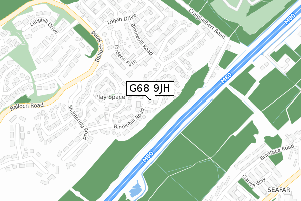G68 9JH map - large scale - OS Open Zoomstack (Ordnance Survey)