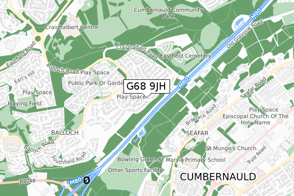 G68 9JH map - small scale - OS Open Zoomstack (Ordnance Survey)