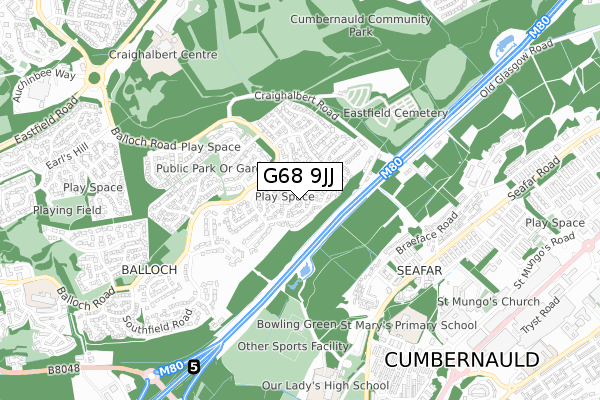 G68 9JJ map - small scale - OS Open Zoomstack (Ordnance Survey)