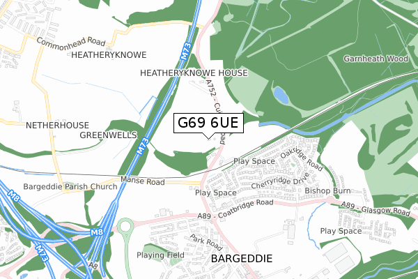 G69 6UE map - small scale - OS Open Zoomstack (Ordnance Survey)
