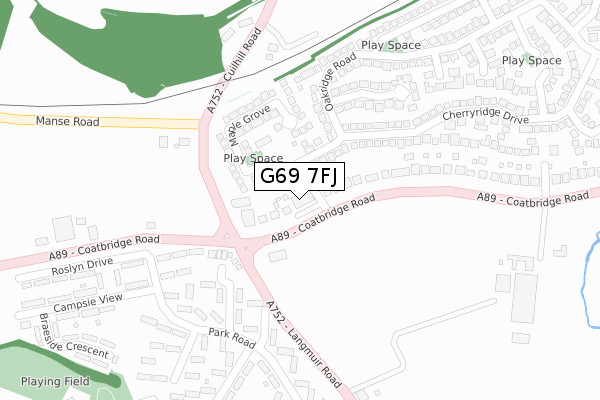 G69 7FJ map - large scale - OS Open Zoomstack (Ordnance Survey) G69 7FJ map - large scale - OS Open Zoomstack (Ordnance Survey)