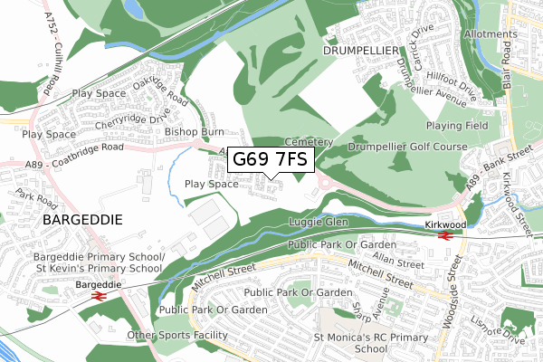 G69 7FS map - small scale - OS Open Zoomstack (Ordnance Survey)