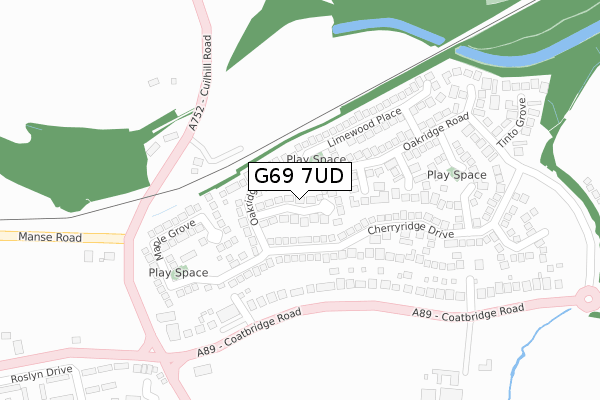 G69 7UD map - large scale - OS Open Zoomstack (Ordnance Survey)