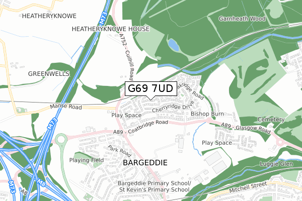 G69 7UD map - small scale - OS Open Zoomstack (Ordnance Survey)