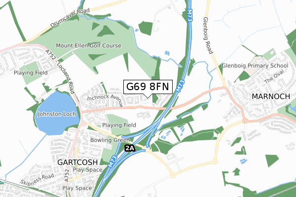 G69 8FN map - small scale - OS Open Zoomstack (Ordnance Survey)