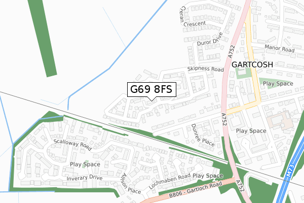 G69 8FS map - large scale - OS Open Zoomstack (Ordnance Survey)
