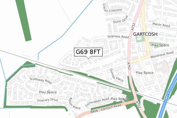 G69 8FT map - large scale - OS Open Zoomstack (Ordnance Survey)