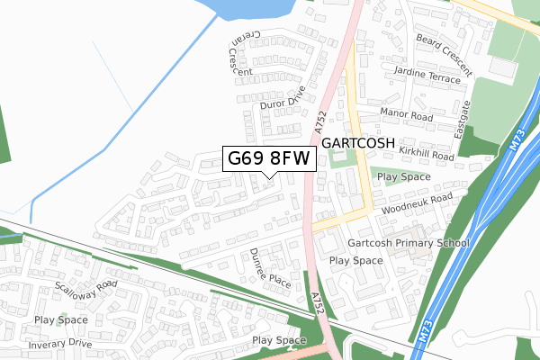 G69 8FW map - large scale - OS Open Zoomstack (Ordnance Survey)