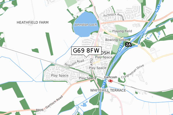G69 8FW map - small scale - OS Open Zoomstack (Ordnance Survey)