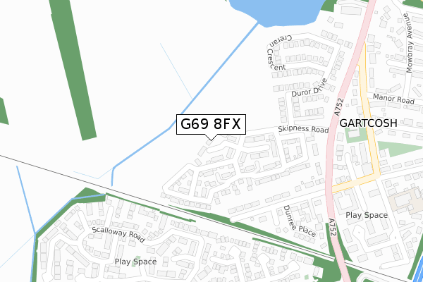 G69 8FX map - large scale - OS Open Zoomstack (Ordnance Survey)