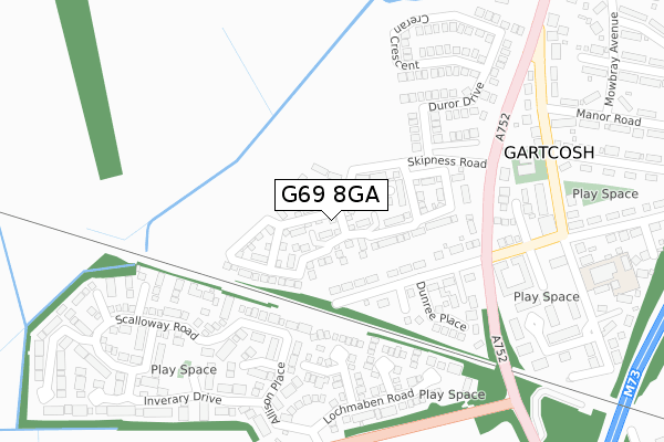 G69 8GA map - large scale - OS Open Zoomstack (Ordnance Survey)