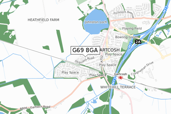 G69 8GA map - small scale - OS Open Zoomstack (Ordnance Survey)