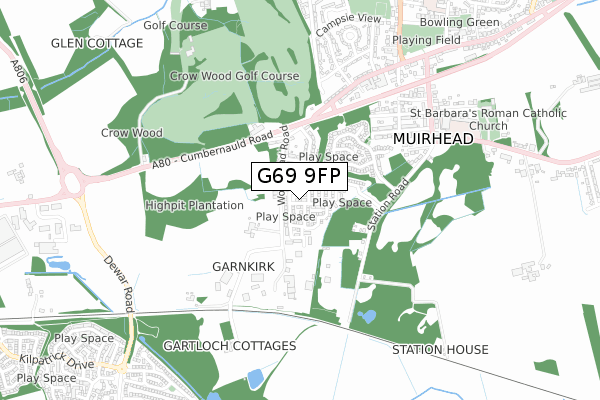 G69 9FP map - small scale - OS Open Zoomstack (Ordnance Survey)