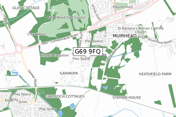 G69 9FQ map - small scale - OS Open Zoomstack (Ordnance Survey)