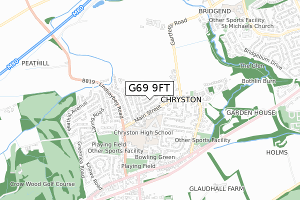 G69 9FT map - small scale - OS Open Zoomstack (Ordnance Survey)