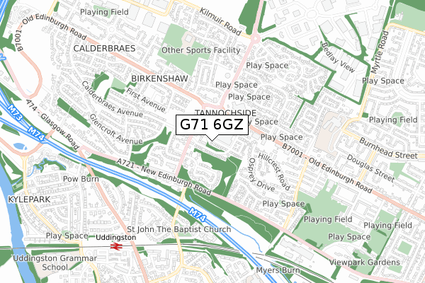 G71 6GZ map - small scale - OS Open Zoomstack (Ordnance Survey)
