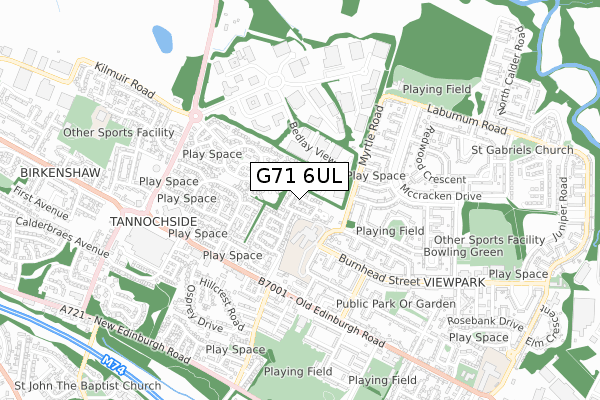 G71 6UL map - small scale - OS Open Zoomstack (Ordnance Survey)