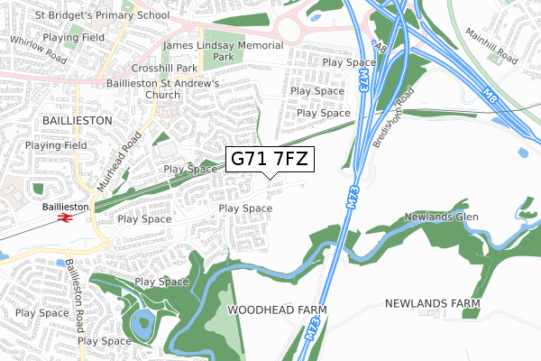 G71 7FZ map - small scale - OS Open Zoomstack (Ordnance Survey) G71 7FZ map - small scale - OS Open Zoomstack (Ordnance Survey)