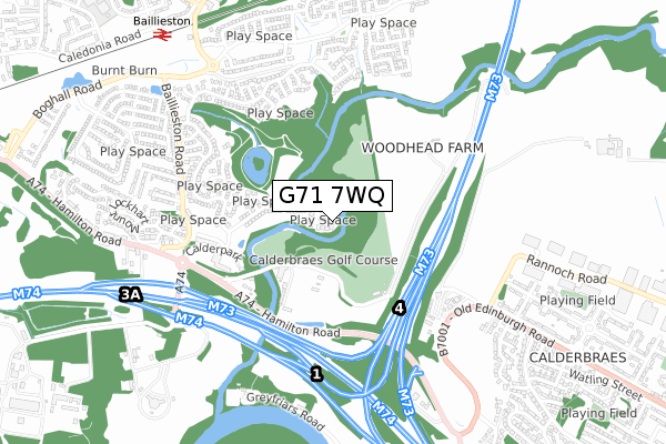 G71 7WQ map - small scale - OS Open Zoomstack (Ordnance Survey) G71 7WQ map - small scale - OS Open Zoomstack (Ordnance Survey)