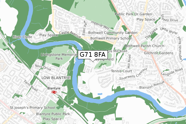 G71 8FA map - small scale - OS Open Zoomstack (Ordnance Survey) G71 8FA map - small scale - OS Open Zoomstack (Ordnance Survey)