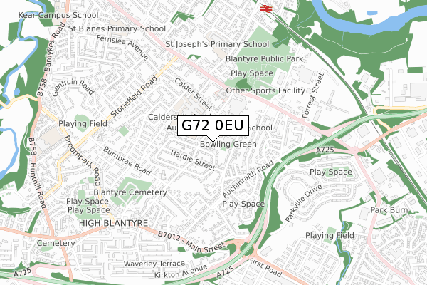 G72 0EU map - small scale - OS Open Zoomstack (Ordnance Survey)