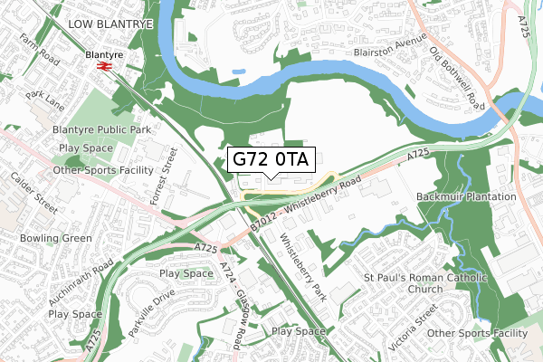 G72 0TA map - small scale - OS Open Zoomstack (Ordnance Survey)