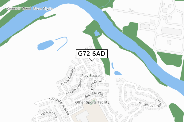 G72 6AD map - large scale - OS Open Zoomstack (Ordnance Survey)