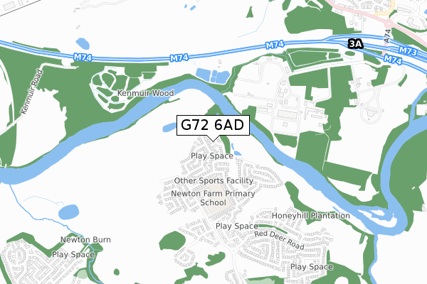 G72 6AD map - small scale - OS Open Zoomstack (Ordnance Survey)