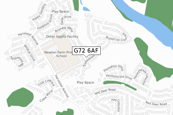 G72 6AF map - large scale - OS Open Zoomstack (Ordnance Survey)