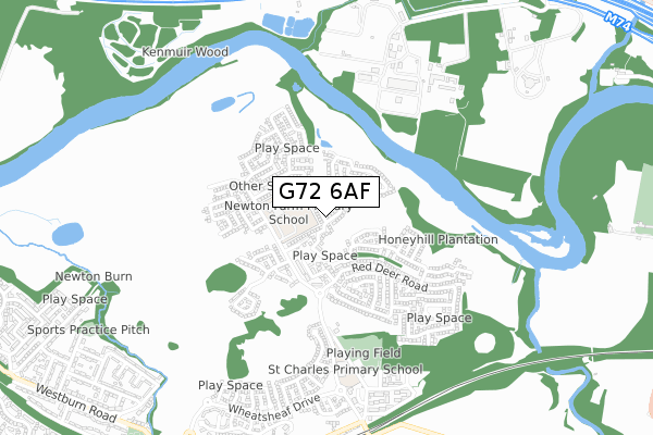 G72 6AF map - small scale - OS Open Zoomstack (Ordnance Survey)