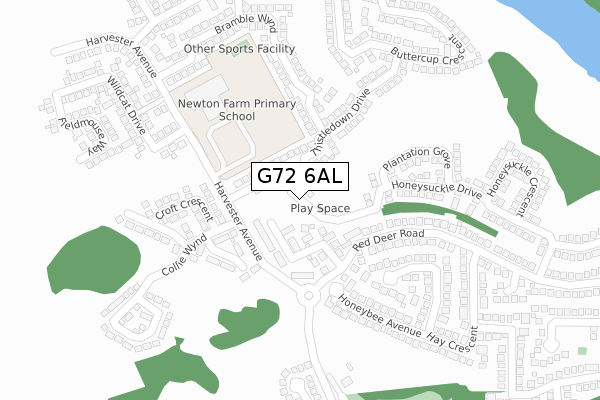 G72 6AL map - large scale - OS Open Zoomstack (Ordnance Survey)