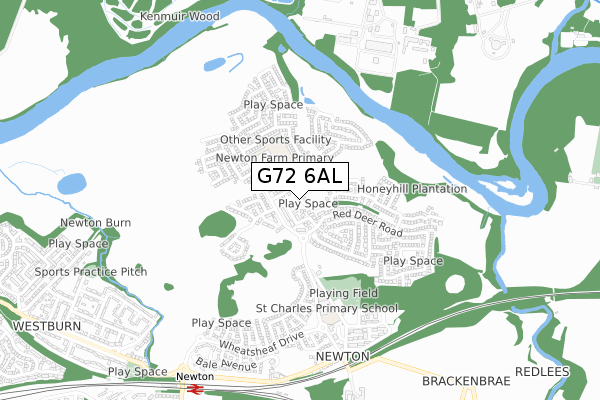 G72 6AL map - small scale - OS Open Zoomstack (Ordnance Survey)